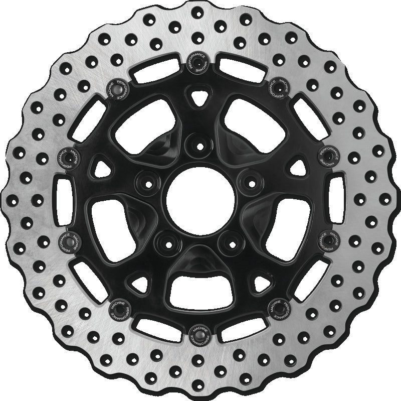Performance Machine 11.8 X .20 Dominator Fr - Black Ano Brake Rotors - Drilled Performance Machine