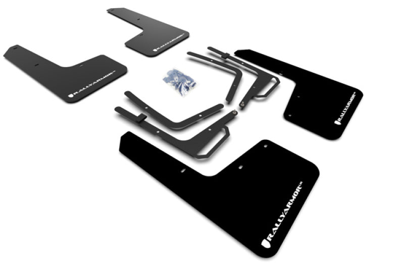 Rally Armor 17-20 Ford F-150 Raptor Gen 2 Black UR Mud Flap w/White Logo Mud Flaps Rally Armor