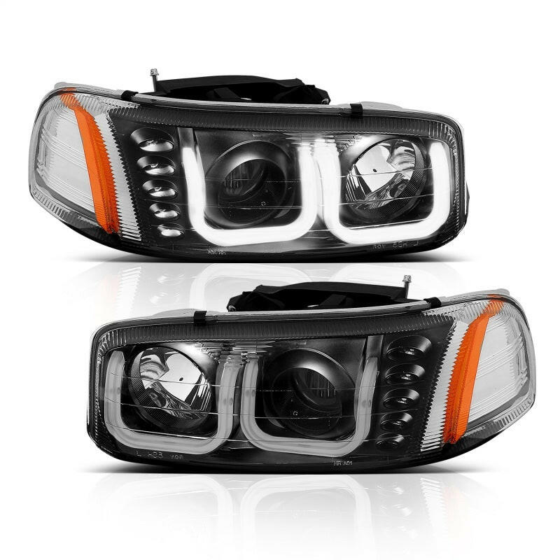 ANZO 1999-2006 GMC Sierra 1500 Projector Headlights w/ U-Bar Black Headlights ANZO