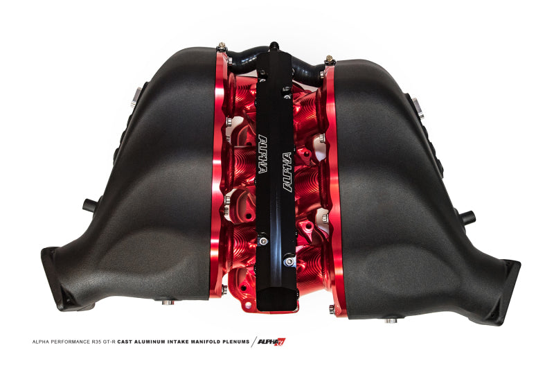AMS Performance Nissan GT-R Alpha Cast Plenum/Billet Intake Manifold w/Secondary Fuel Rail - Blue Intake Manifolds AMS