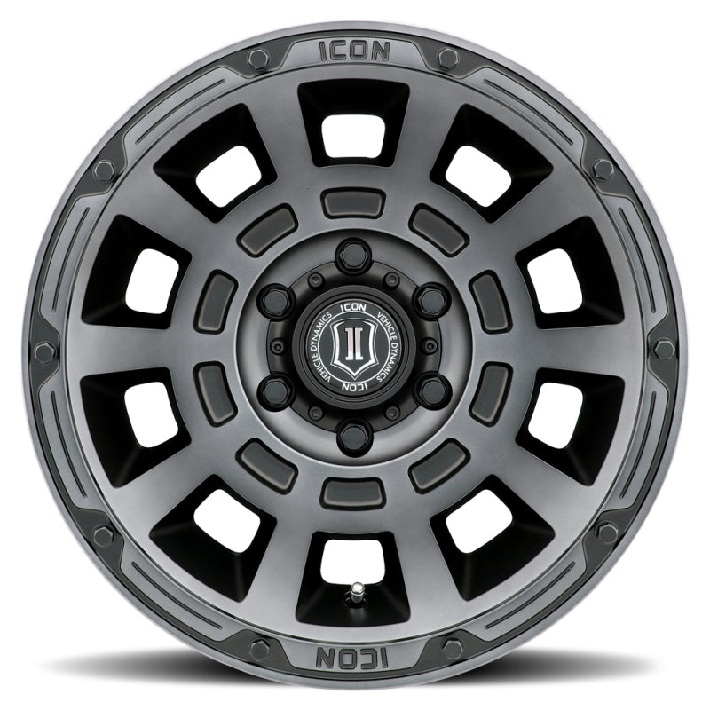 ICON Thrust 17x8.5 6x120 0mm Offset 4.75in BS Smoked Satin Black Tint Wheel Wheels - Cast ICON