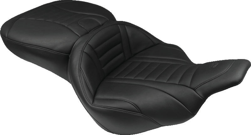Mustang 84-06 Harley Standard Rear Tire Wide Touring Solo Seat - Black Solo Motorcycle Seats Mustang Motorcycle