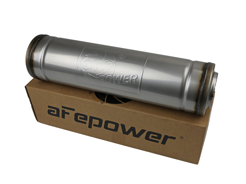 aFe MACH Force-Xp 409 SS Muffler 3in Center/Center 18in L X 5in Dia - Round Body Muffler aFe