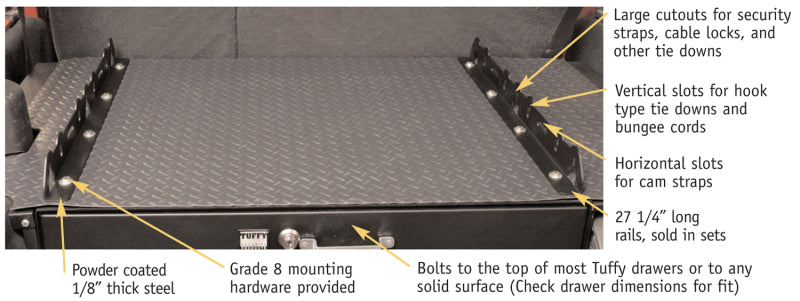Tuffy Multipoint Tie Down Rails (2 Rails) 27 1/4In Long Cargo Boxes & Bags Tuffy Products
