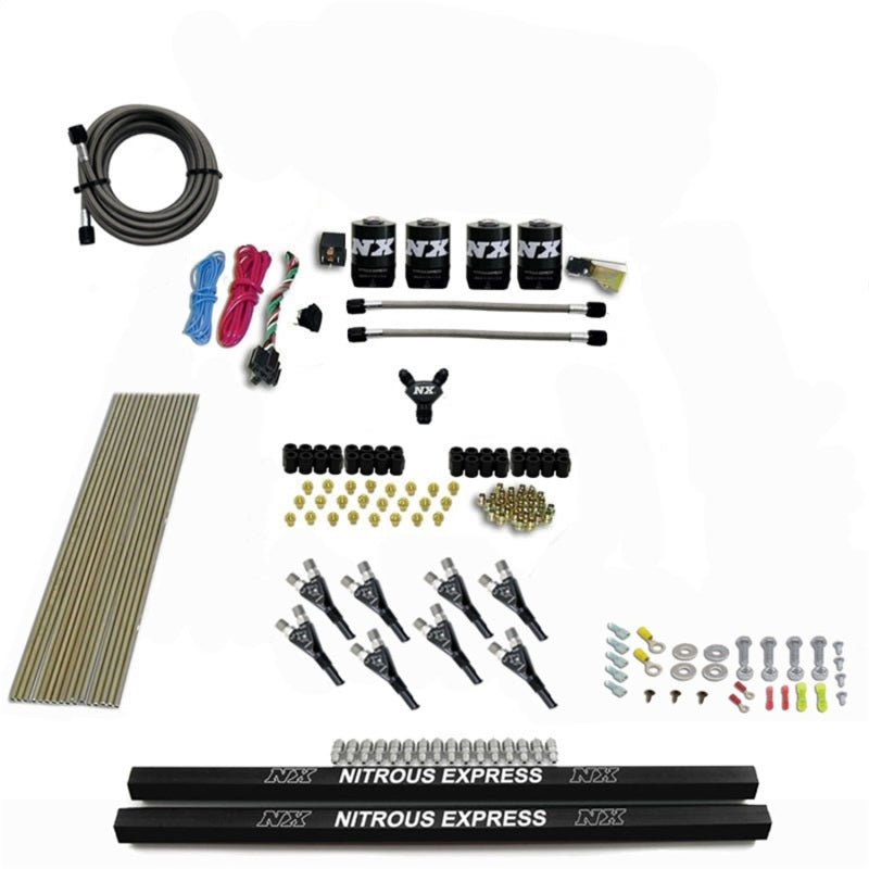 Nitrous Express Pro-Shk/Gas 4 Solenoids Nitrous Kit (250-650HP) w/Rails w/o Bottle Nitrous Systems Nitrous Express