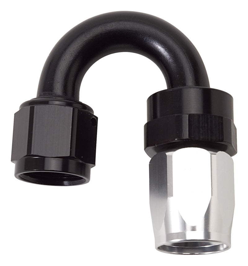 Russell Performance -8 AN Black/Silver 180 Degree Tight Radius Full Flow Swivel Hose End Fittings Russell
