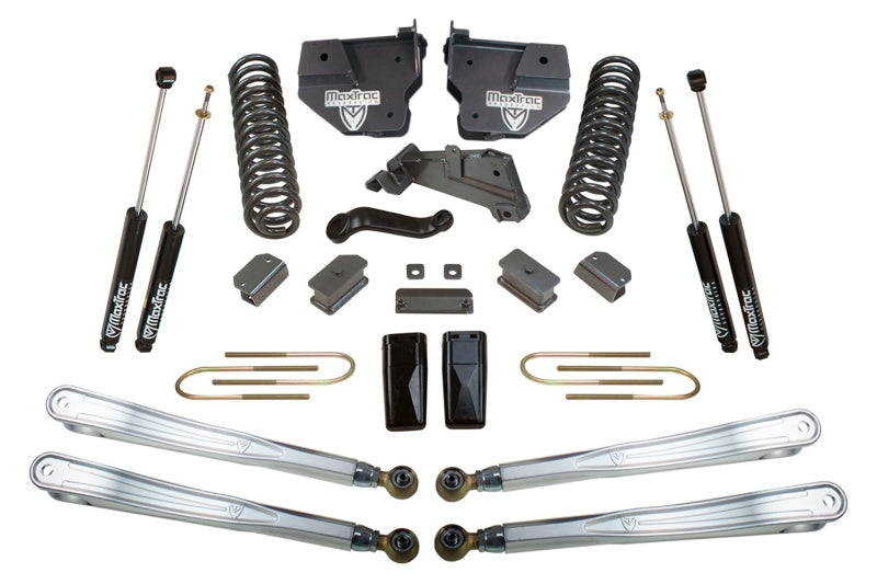 MaxTrac 13-18 RAM 3500 4WD 6in/3in MaxPro Coil Lift Kit w/4-Link Arms & MaxTrac Shocks Control Arms Maxtrac