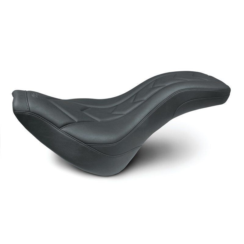 Mustang 18-21 Harley Street Bob Tripper Fastback 1PC Seat Chevron - Black One-Piece Motorcycle Seats Mustang Motorcycle