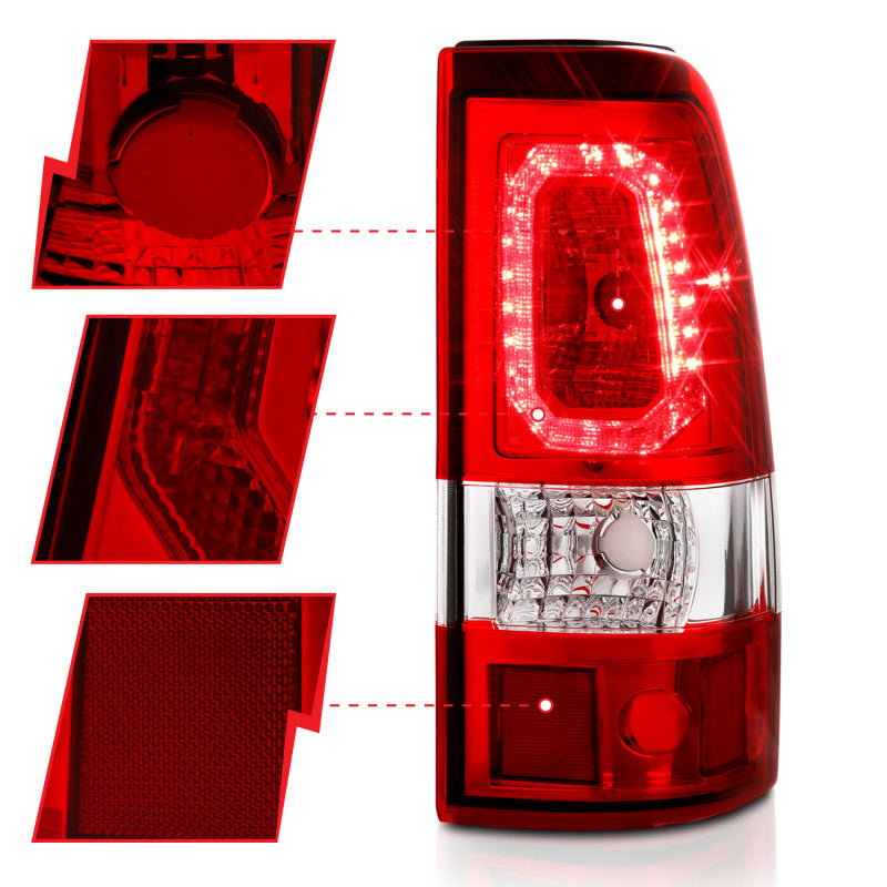 ANZO 2003-2006 Chevy Silverado 1500 LED Taillights Plank Style Chrome With Red/Clear Lens Tail Lights ANZO