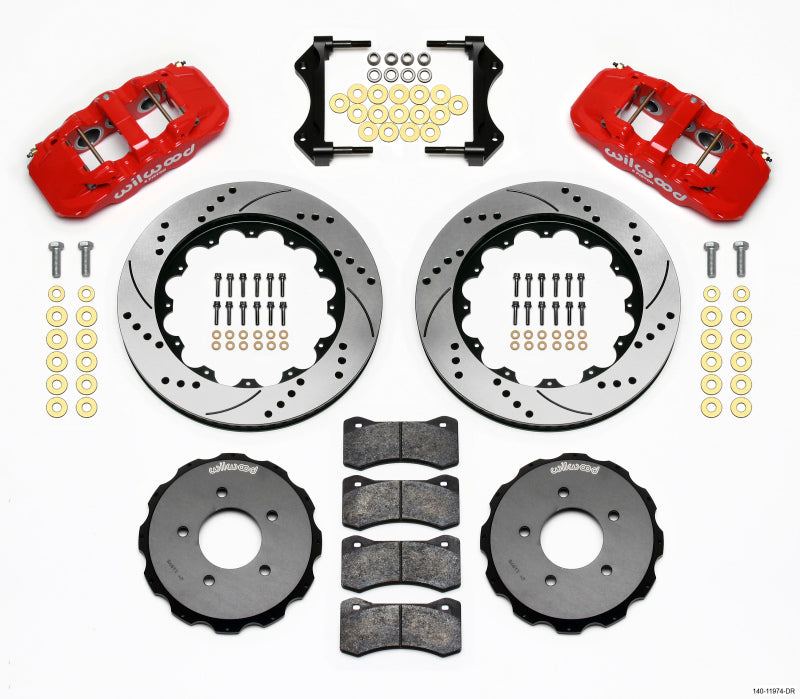 Wilwood AERO6 Front Hat Kit 14.00 Drilled Red 99-06 BMW E46 Big Brake Kits Wilwood