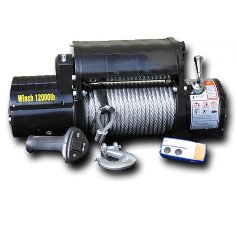 DV8 Offroad 12000 LB Winch w/ Steel Cable & Wireless Remote - Black Winch Kit DV8 Offroad