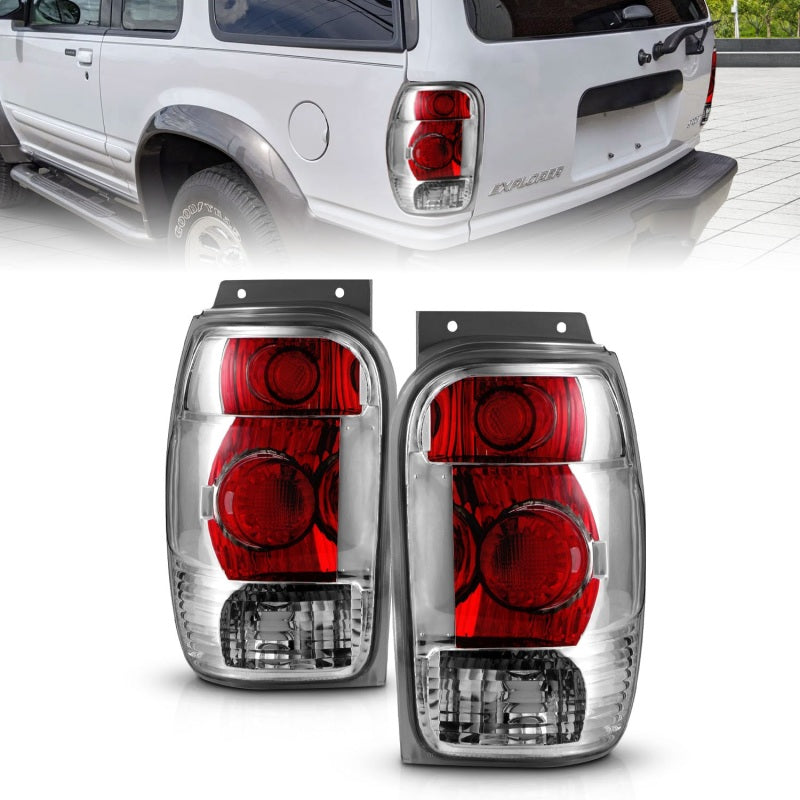 ANZO 1998-2001 Ford Explorer Taillights Chrome Tail Lights ANZO