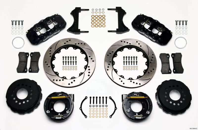 Wilwood AERO4 Rear P-Brake Kit 14.00in Drilled 2005-2014 Mustang Big Brake Kits Wilwood