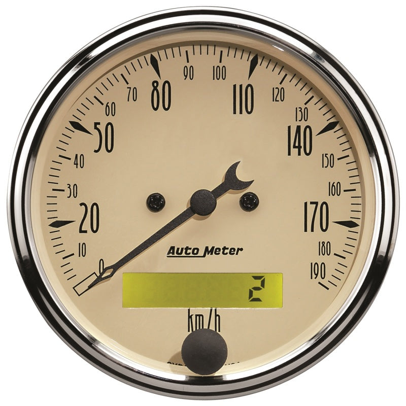 Autometer 3-1/8in 0-190km/h Antique Beige Elec. Programmable Speedometer Gauges AutoMeter