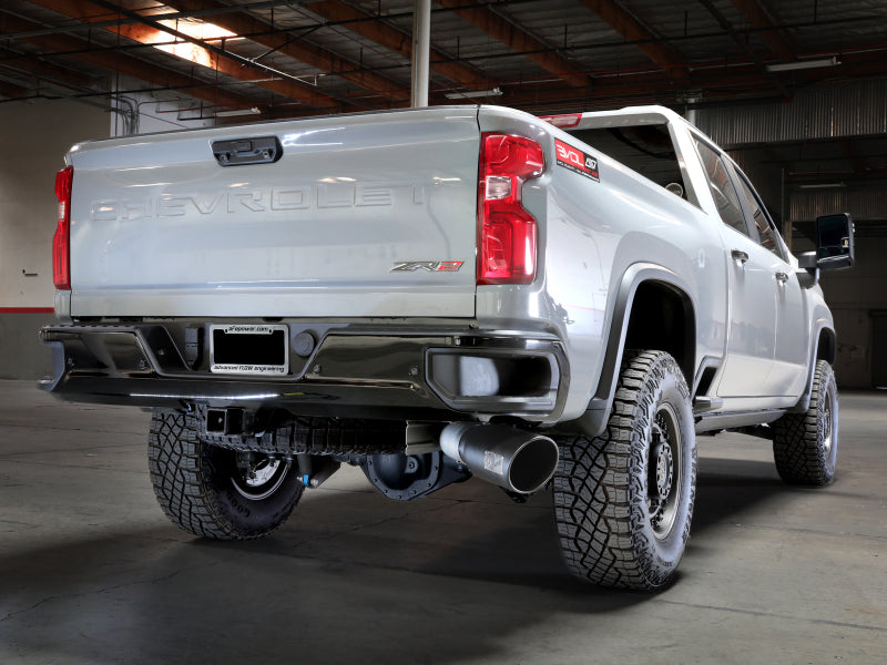aFe Large Bore-HD 5in 409SS DPF-Back Exhaust System w/Blk Tip 24-25 GM Diesel Trucks V8-6.6L(td) L5P DPF Back aFe