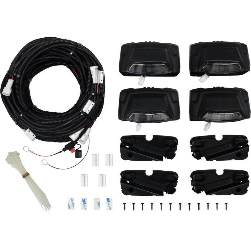 Westin R5 LED Light Kit - 4 End Caps Integrated LED Lights w/ Wiring Harness - Black Nerf Bars Westin