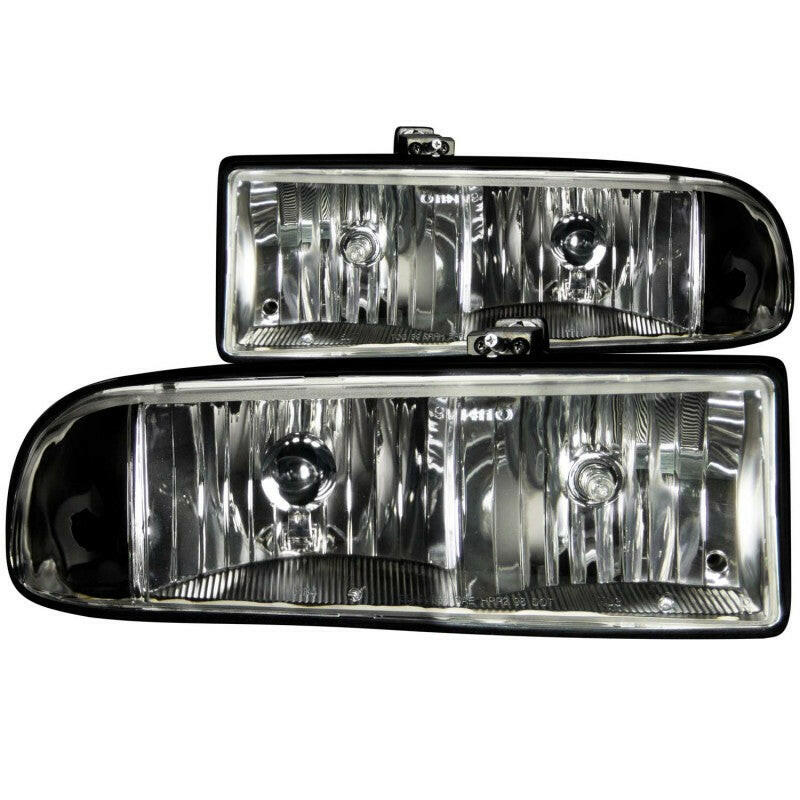 ANZO 1998-2005 Chevrolet S-10 Crystal Headlights Black Headlights ANZO