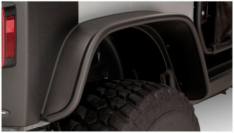 Bushwacker 07-18 Jeep Wrangler Flat Style Flares 4pc Fits 2-Door Sport Utility Only - Black Fender Flares Bushwacker