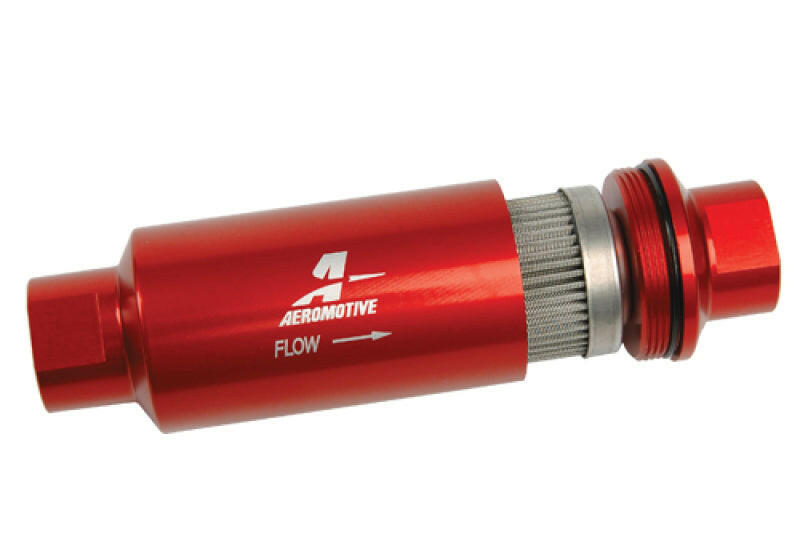 Aeromotive In-Line Filter - AN-10 size - 40 Micron SS Element - Red Anodize Finish Fuel Filters Aeromotive