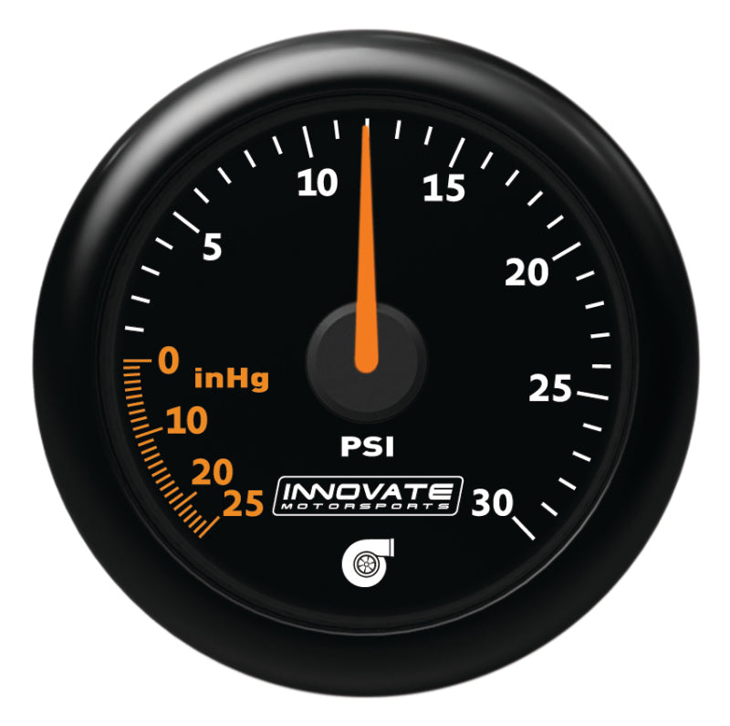 Innovate MTX Analog 30 PSI Vacuum/Boost Gauge Kit - Black Faceplate Gauges Innovate Motorsports