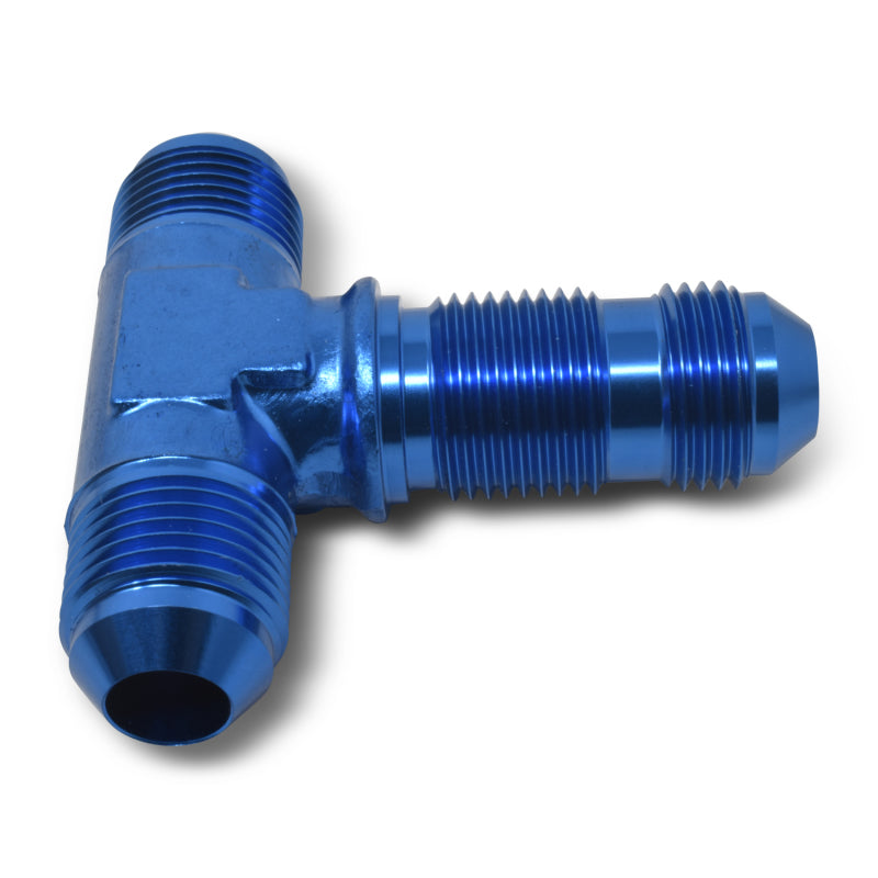 Russell Performance -4 AN Flare Bulkhead Tee Fitting (Blue) Fittings Russell
