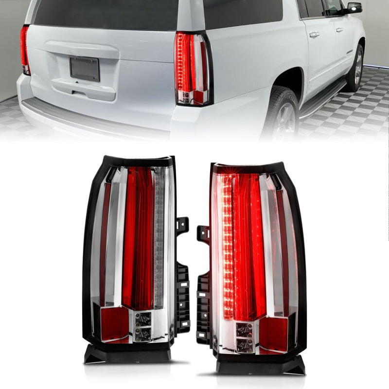 ANZO 2015-2017 Chevrolet Suburban/Tahoe LED Taillights Chrome Tail Lights ANZO