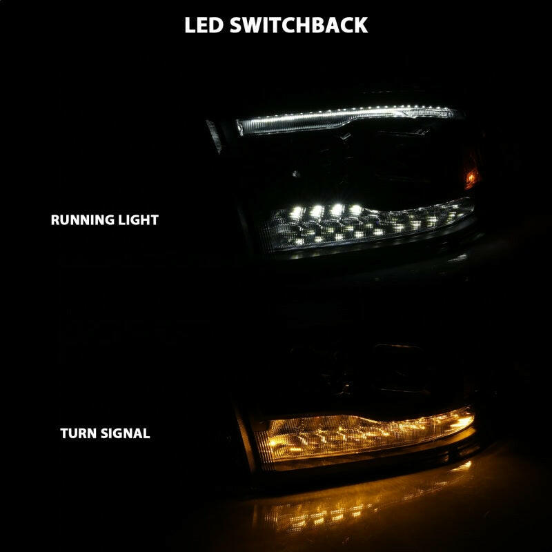 ANZO 2009-2018 Dodge Ram 1500 Projector H.L. Switchback Black Amber Headlights ANZO