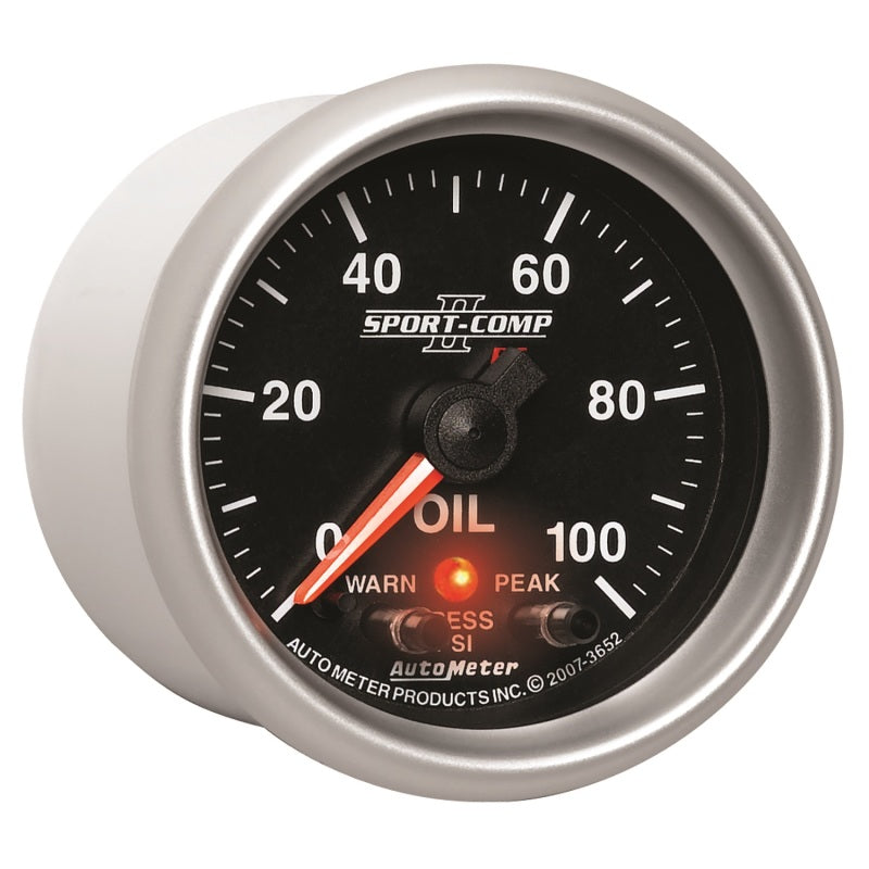 Autometer Sport-Comp II 52.4mm 0-100 PSI Oil Pressure Peak & Warn w/ Electronic Control Gauge Gauges AutoMeter