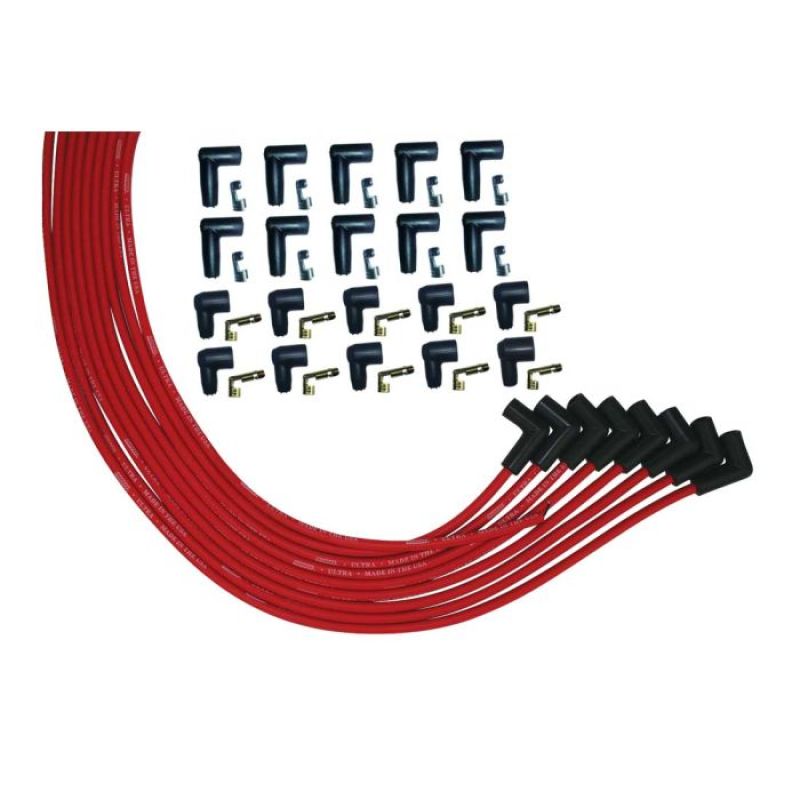 Moroso V8 Universal 90 Deg Plug HEI And Non-HEI Ultra Spark Plug Wire Set - Red Spark Plug Wire Sets Moroso