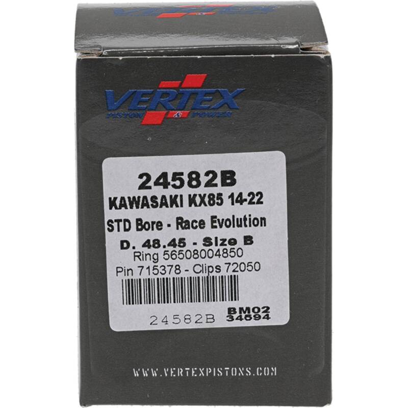 Vertex Piston 14-24 Kawasaki KX 85 85cc Cast Race Evolution Piston Kit Piston Sets - Powersports Vertex Pistons