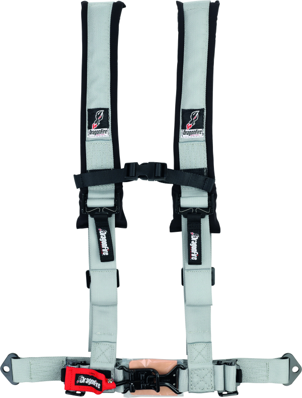 DragonFire Racing Harness- H-Style- 4-Point- 2in Buckle- Grey Seat Belts & Harnesses DragonFire Racing