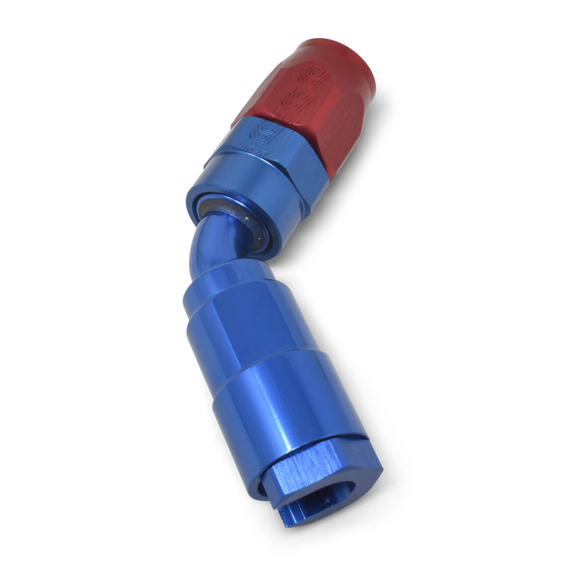Russell Performance 3/8in SAE Quick Disc Female to -6 Hose Red/Blue 45 Degree Hose End Fittings Russell