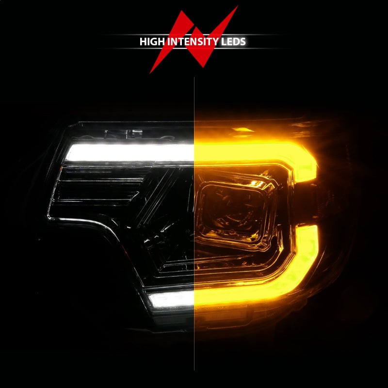 ANZO 12-15 Toyota Tacoma Projector Headlights - w/ Light Bar Switchback Chrome Housing Headlights ANZO