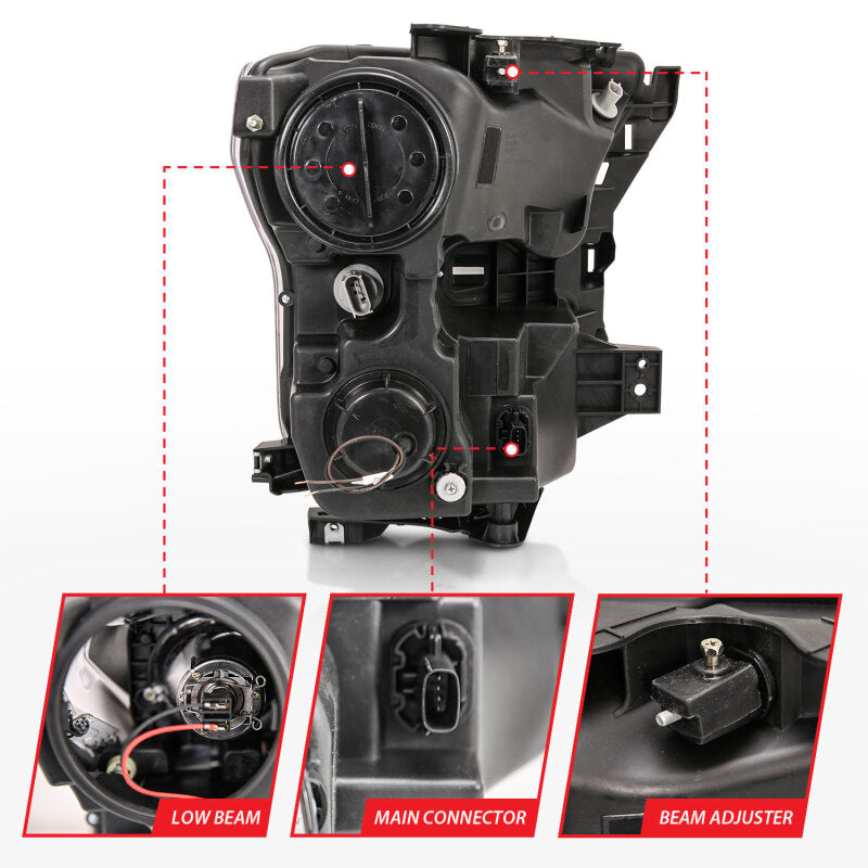 ANZO 15-17 Ford F-150 Project Headlights w/ Plank Style Design Black w/ Amber Sequential Turn Signal Headlights ANZO