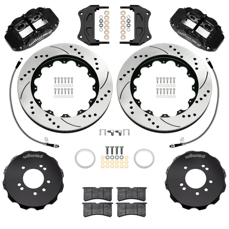 Wilwood 99-02 Nissan Skyline Superlite 6R Front BBK w/ 14.00in D/S Rotors & Flexlines - Black Big Brake Kits Wilwood