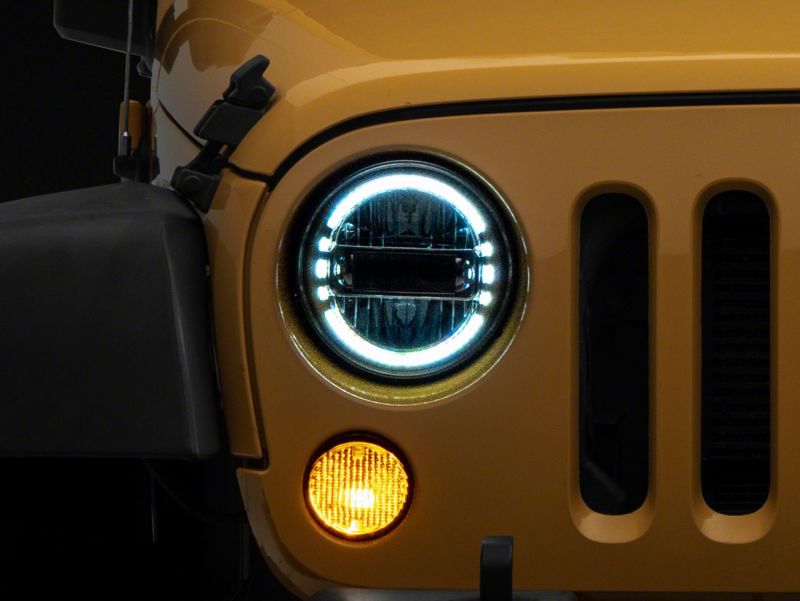 Raxiom 97-18 Jeep Wrangler TJ & JK Axial 7-In LED Headlights w/ DRL- Chrome Housing (Clear Lens) Headlights Raxiom