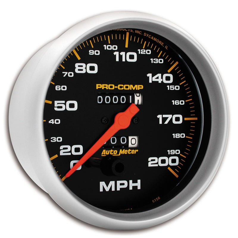 AutoMeter Gauge Speedometer 5in. 200MPH Mechanical Pro-Comp Gauges AutoMeter