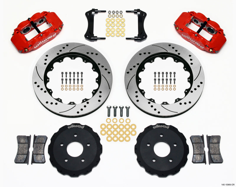 Wilwood Narrow Superlite 6R Front Hat Kit 14.00in Drill Red Backdraft Cobra (BMW E36 Based) Big Brake Kits Wilwood