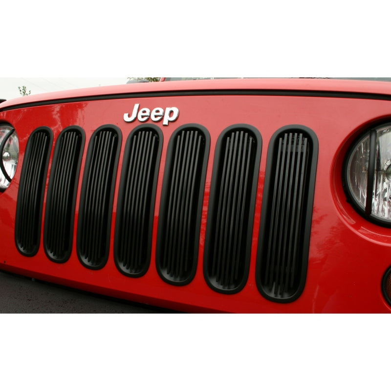 Rugged Ridge Billet Grille Insert Black 07-18 Jeep Wrangler JK Grilles Rugged Ridge