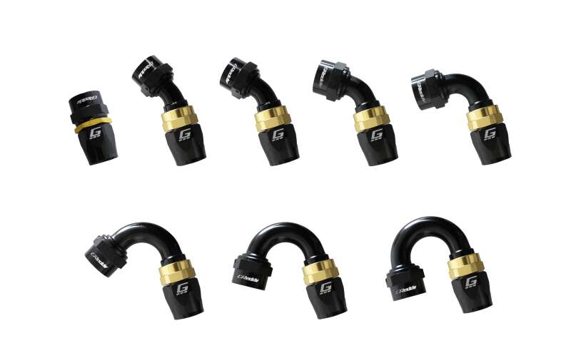 GReddy AN06 180 DEGREE HOSE END SWIVEL BLACK/GOLD ANODIZED Oil Line Kits GReddy