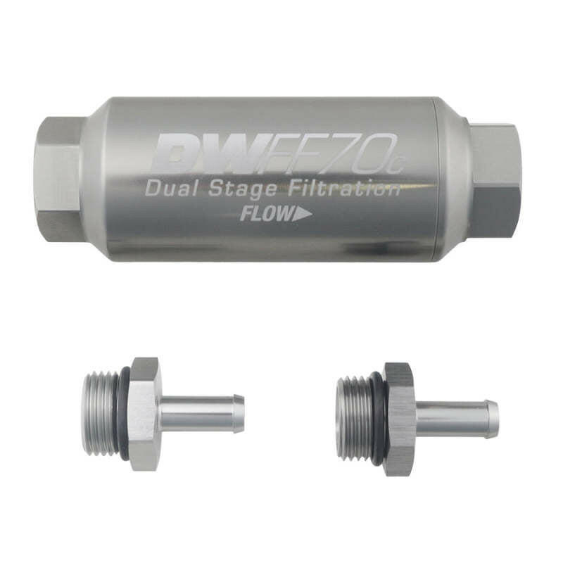 DeatschWerks 5/16in 10 Micron 70mm Compact In-Line Fuel Filter Kit Fuel Filters DeatschWerks