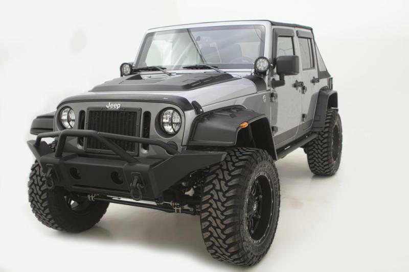AVS 07-18 Jeep Wrangler (2 Door) Ventvisor & Aeroskin Deflector Combo Kit - Matte Black Wind Deflectors AVS