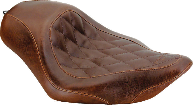 Mustang 04-21 Harley Sportster Wide Tripper Solo Seat Diamond Stitch- Distressed Brown Solo Motorcycle Seats Mustang Motorcycle