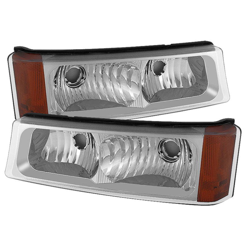 xTune Chevy Silverado 03-06 Bumper Lights Amber Reflector Chrome CBL-JH-CSIL03-AM-E Sidemarkers & Indicators SPYDER