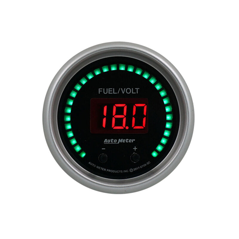 Autometer 52.4mm Black Switchable 0-100 Fuel Level / 8-18V Voltmeter Sport-Comp Elite Digital Gauge Gauges AutoMeter