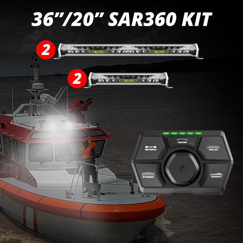 XK Glow SAR360 Light Bar Kit Emergency Search and Rescue Light System White (2)36In (2)20In Light Accessories and Wiring XKGLOW