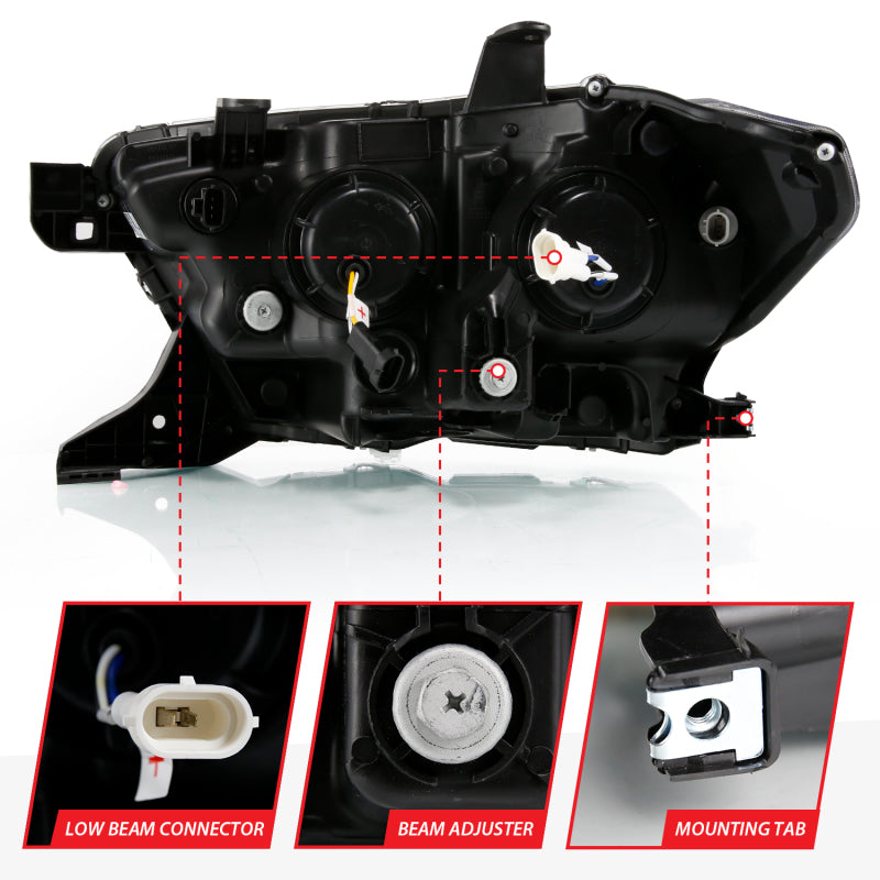 ANZO 2016-2018 Toyota Tacoma LED Projector Headlights Plank Style Black w/ Amber Headlights ANZO