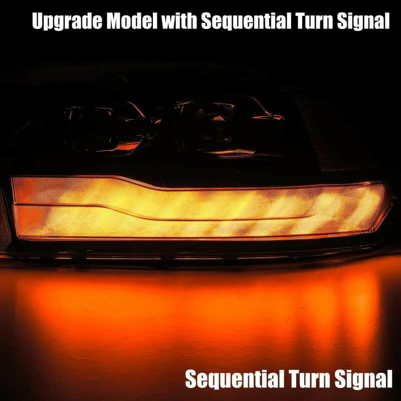 AlphaRex 09-18 Dodge Ram 1500HD LUXX LED Proj Headlights Plnk Style Blk w/Activ Light/Seq Signal/DRL Headlights AlphaRex