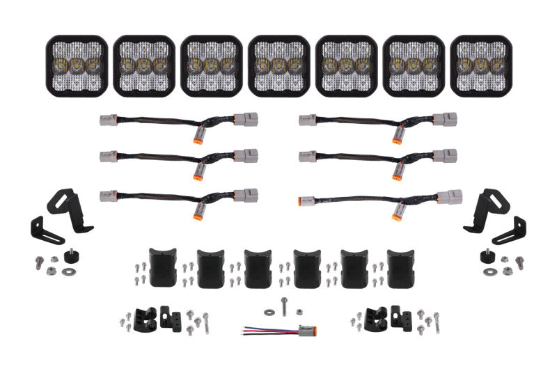 Diode Dynamics SS5 Pro Universal CrossLink 7-Pod Lightbar - White Combo Light Bars & Cubes Diode Dynamics