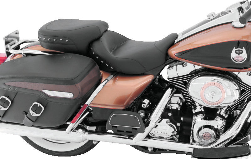 Mustang 08-21 Harley Electra Glide, Rd Glide, Rd King, Str Glide Tour Pass Seat w/Studs - Black Passenger Motorcycle Seats Mustang Motorcycle